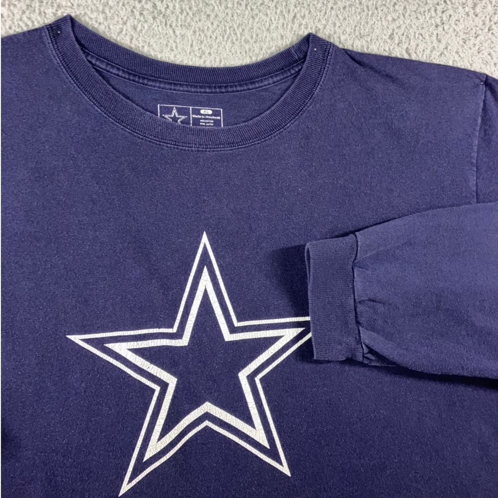 NFL Dallas Cowboys T-Shirt Men XL Navy Blue L/S Star Graphic Retro y2k Relaxed